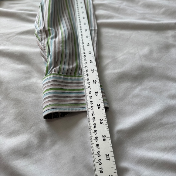 TailorByrd Men's L Multicolor Striped‎ Long Sleeve Casual Dress Shirt Flip Cuff - Picture 11 of 14